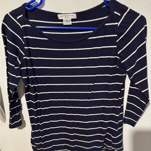 Liz Claiborne Women's Navy and White Striped Long Sleeve Top